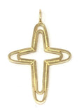 14k Yellow Gold Solid Plain Religious Cross Charm Pendant 1" 2.3 grams