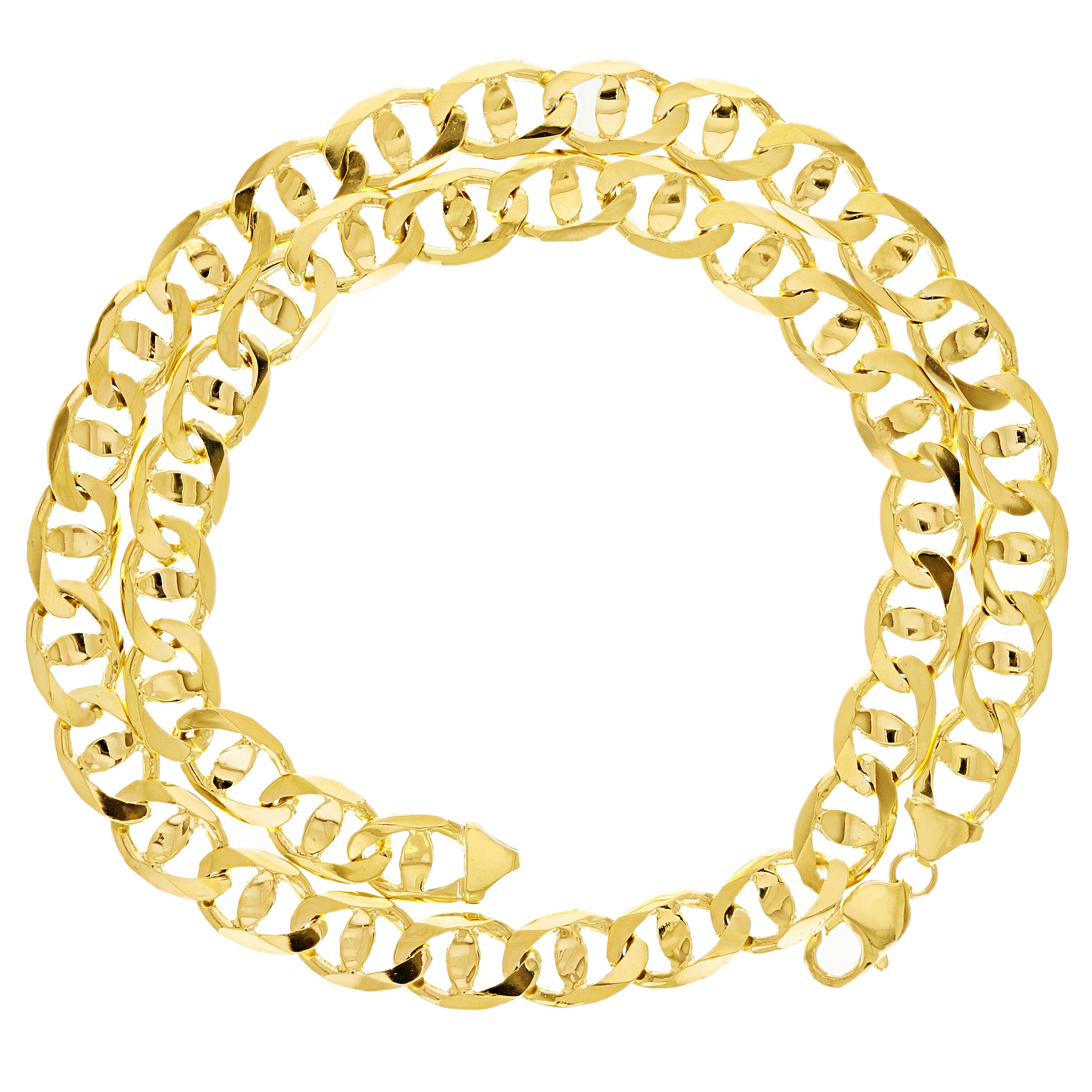 Men's 10k Yellow Gold Solid Concave Mariner Chain Necklace 20" 13mm 111.5 grams - 20" 111.5 grams