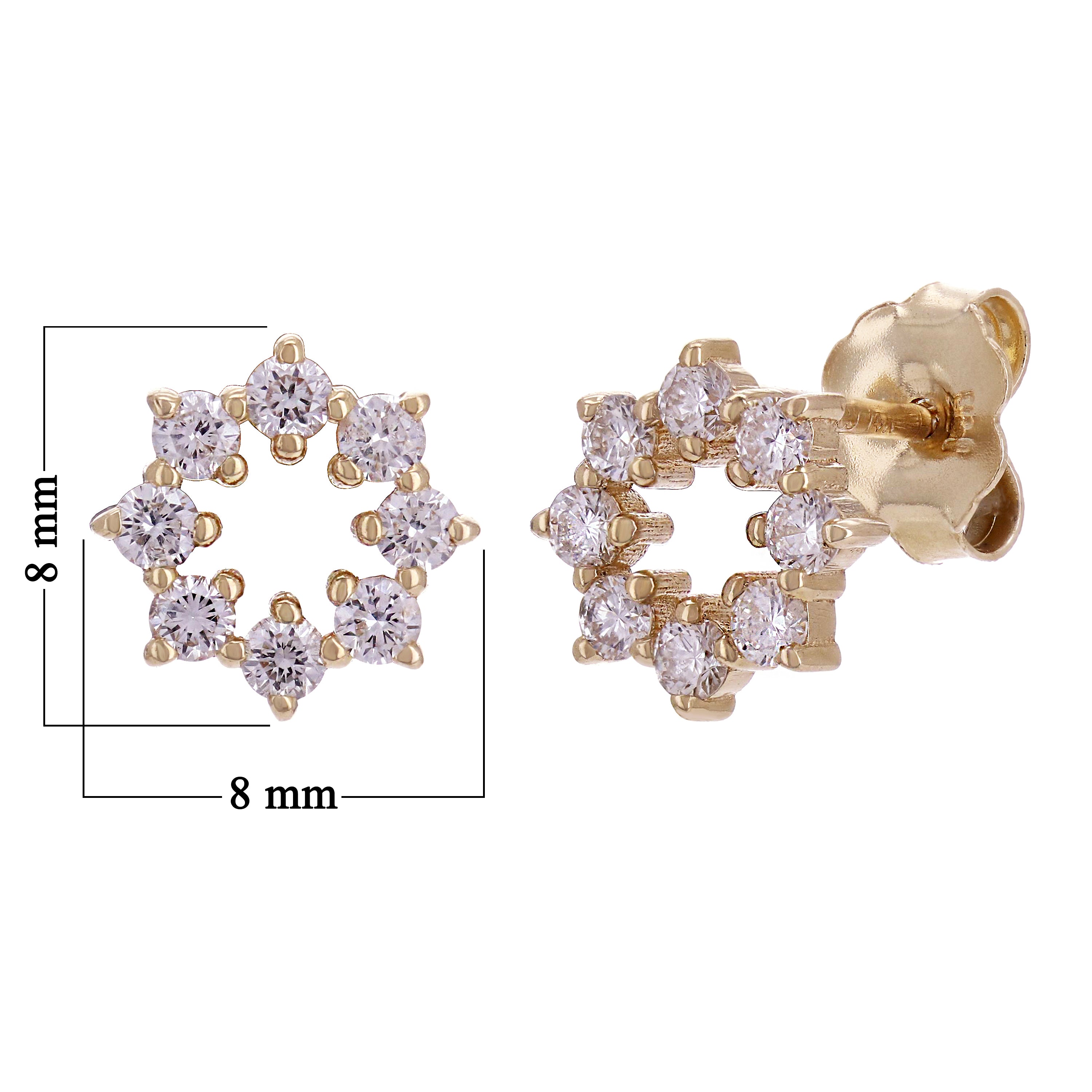 14k Yellow Gold 0.41ctw Diamond Starburst Stud Earrings