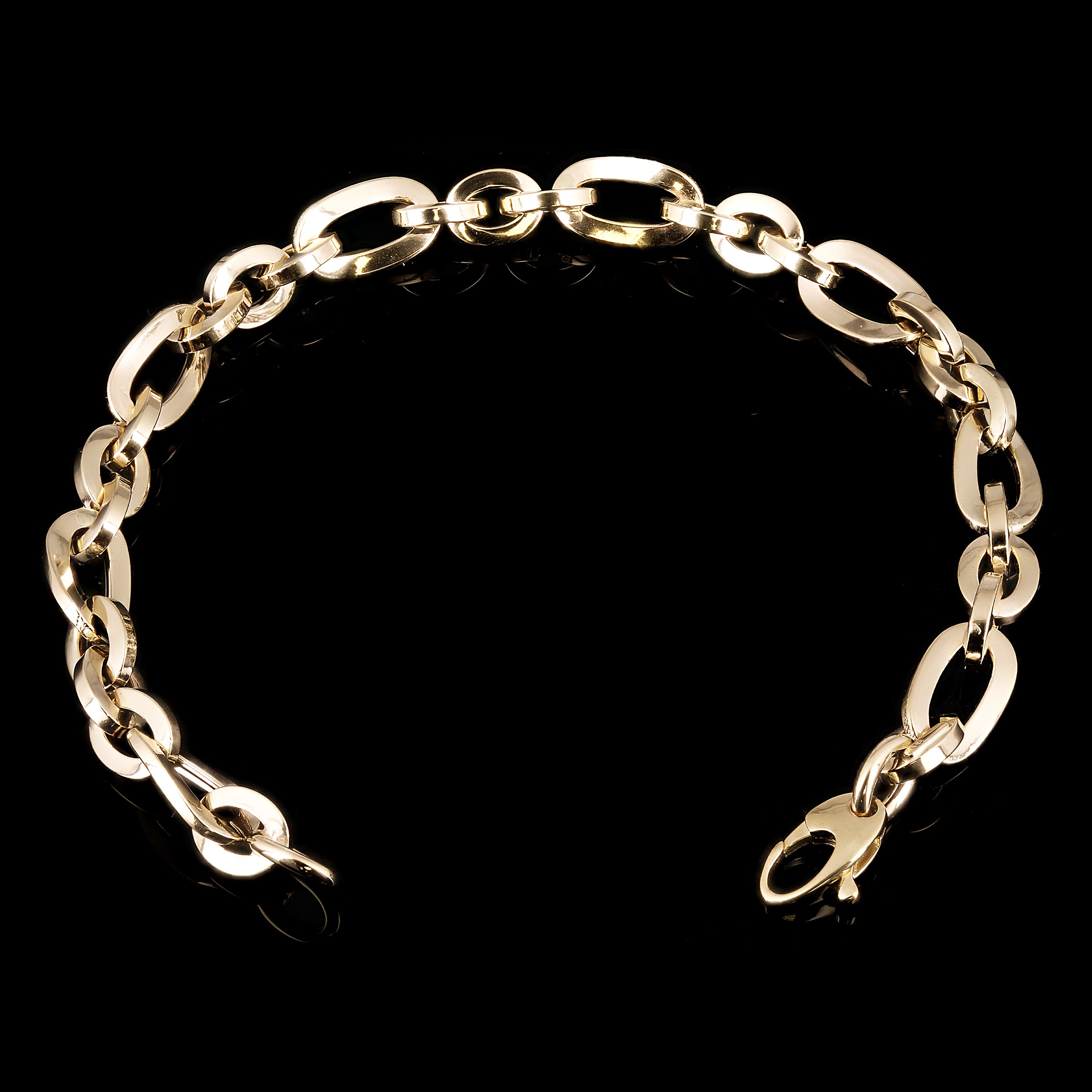 Italian 14k Yellow Gold Hollow Oval Link Bracelet 7.75" 7.5mm 4.7 grams