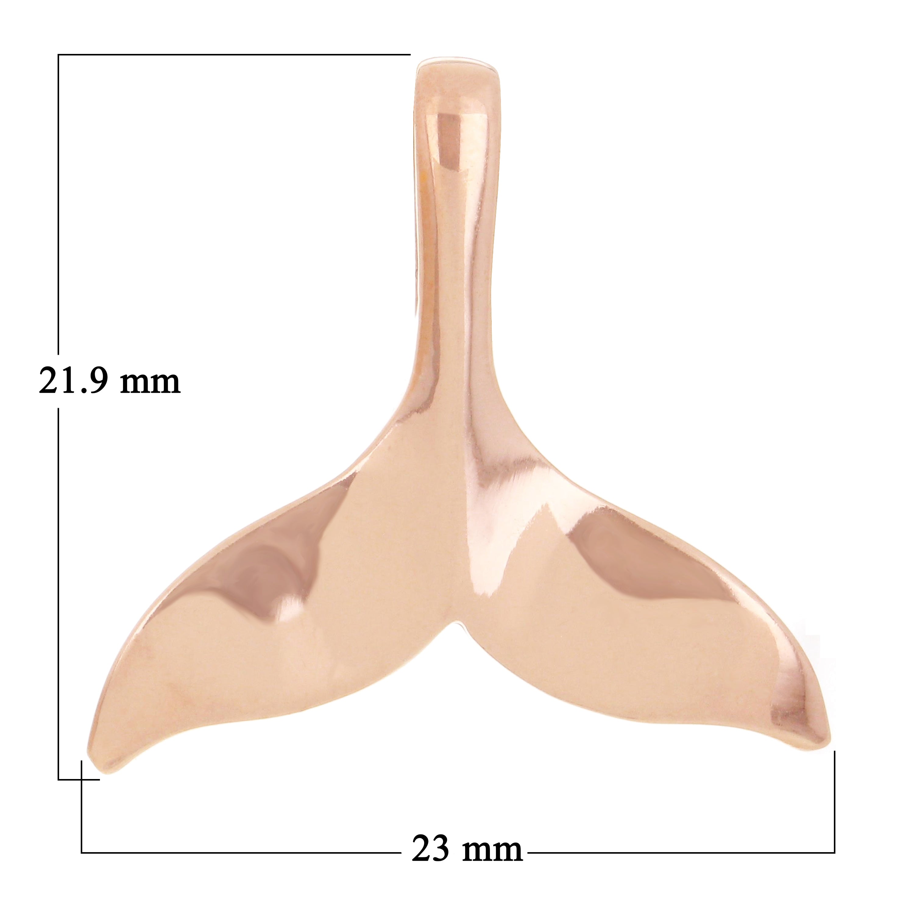 14k Rose Gold Polished Whale Tail Pendant - Rose