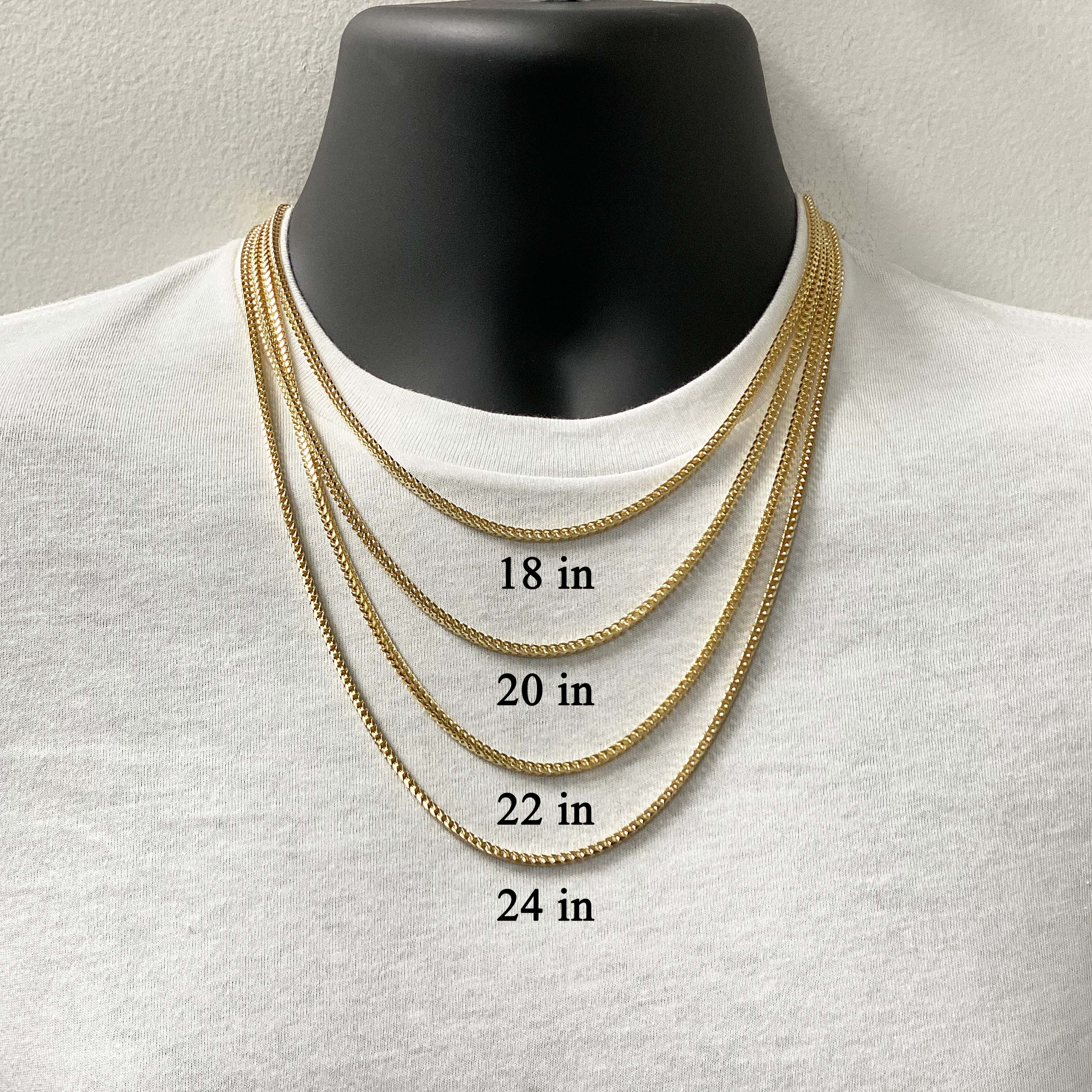 Men's Italian 14k Yellow Gold Solid Franco Chain Necklace 18" 2.6mm - 18"