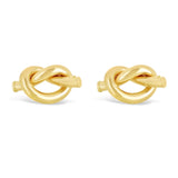 Italian 14k Yellow Gold Shiny Pretzel Love Knot Tubular Stud Earrings - Yellow,Medium