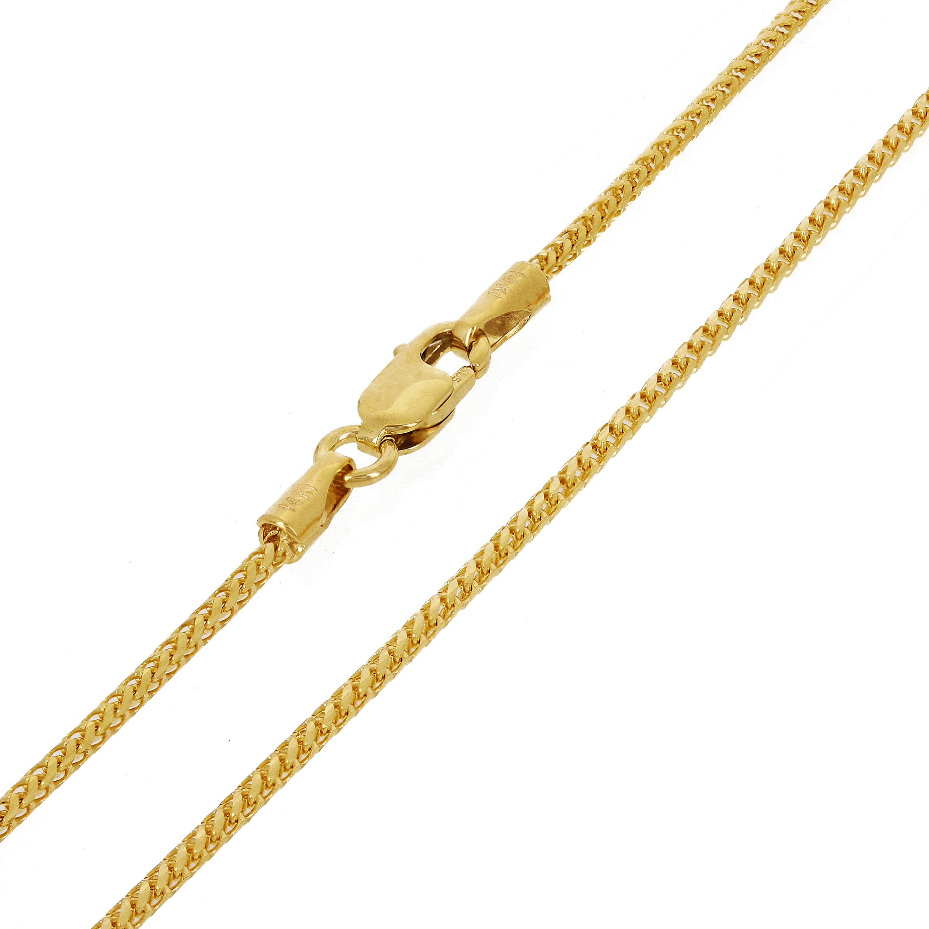 Italian 14k Yellow Gold Solid Diamond Cut Franco Chain Necklace 18" 1.3mm 4.2g - Yellow,18" 1.3mm 4.2 grams