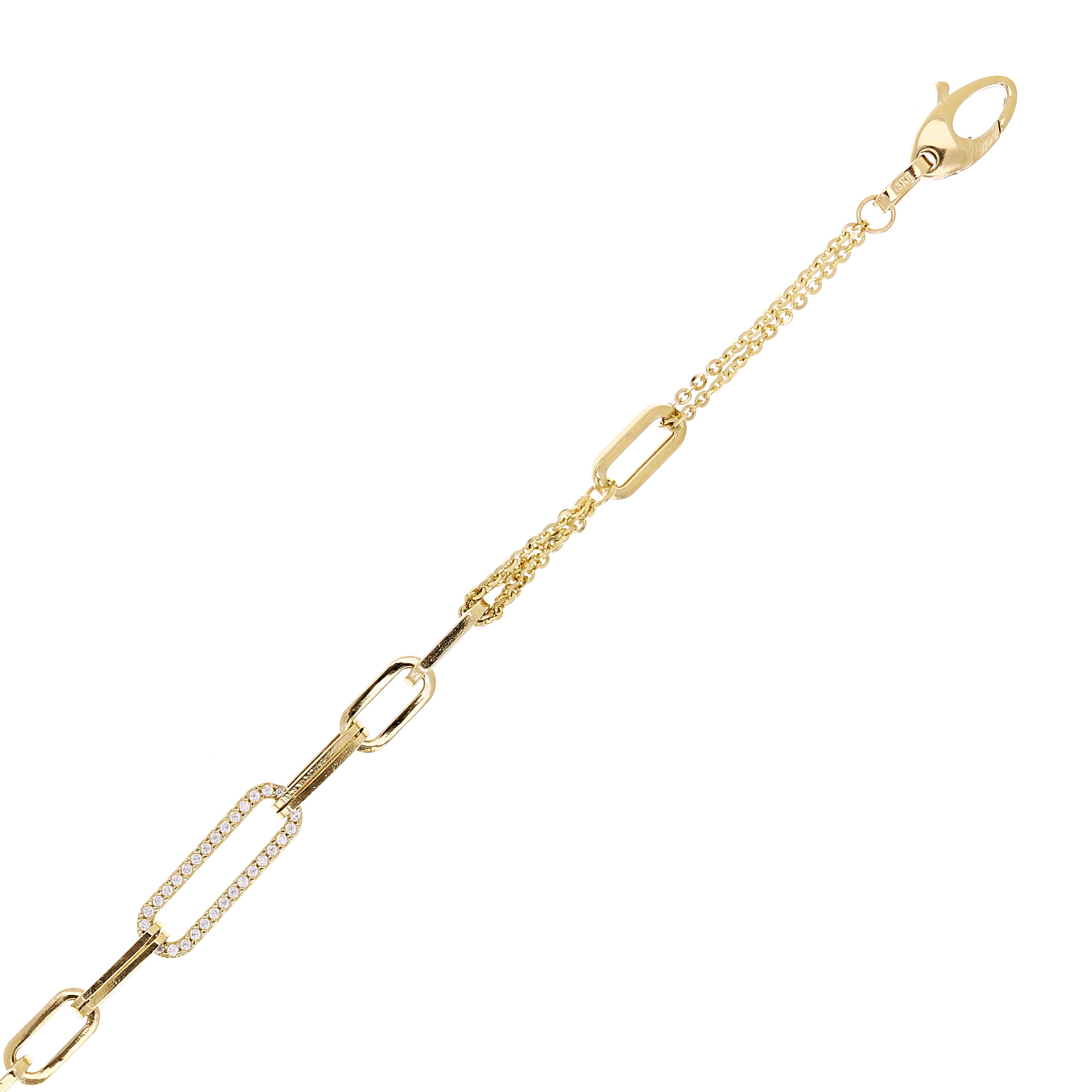 Italian 14k Yellow Gold Paper Clip Link & Rolo Chain Bracelet 7.5" 5.8mm 5 grams
