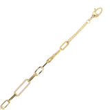 Italian 14k Yellow Gold Paper Clip Link & Rolo Chain Bracelet 7.5" 5.8mm 5 grams