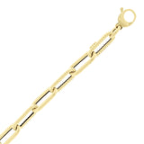 Italian 14k Yellow Gold Hollow Twisted Paper Clip Link Bracelet 8.25" 6.8mm 4.8g