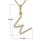 14k Yellow Gold Diamond Initial Letter W Charm Pendant Necklace 18" - Letter W,Yellow