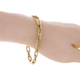 Italian 14k Yellow Gold Hollow Paper Clip Link Chain Bracelet 8" 6mm 7 grams - 8" 6mm 7 grams
