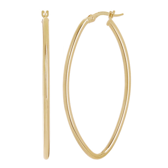 Italian 14k Yellow Gold Polished Oval Dangle Hoop Earrings 1.8
