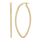 Italian 14k Yellow Gold Polished Oval Dangle Hoop Earrings 1.8" 2mm 1.8 grams