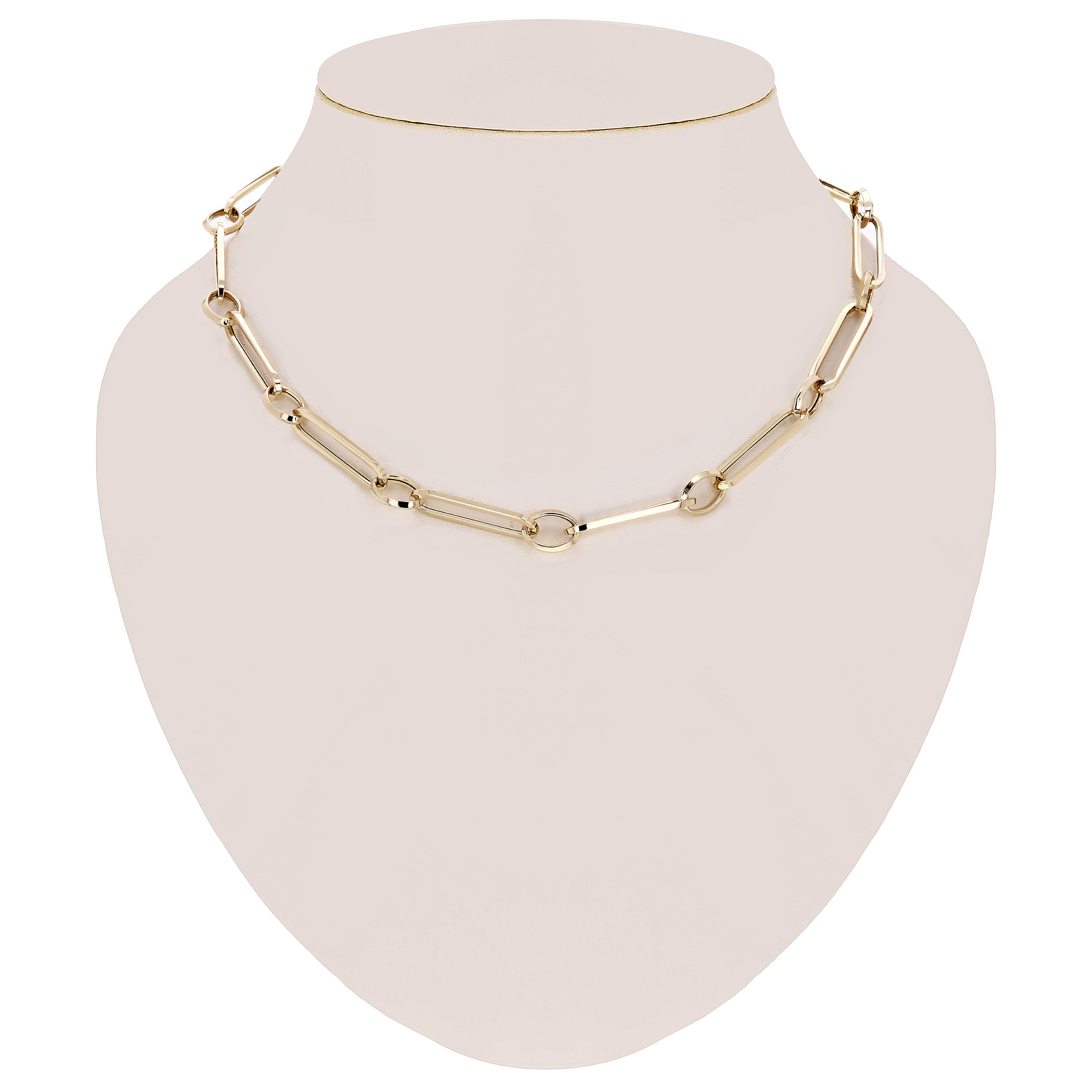 Italian 14k Yellow Gold Hollow Paper Clip Link Necklace 6.7mm 18" 8.4 grams