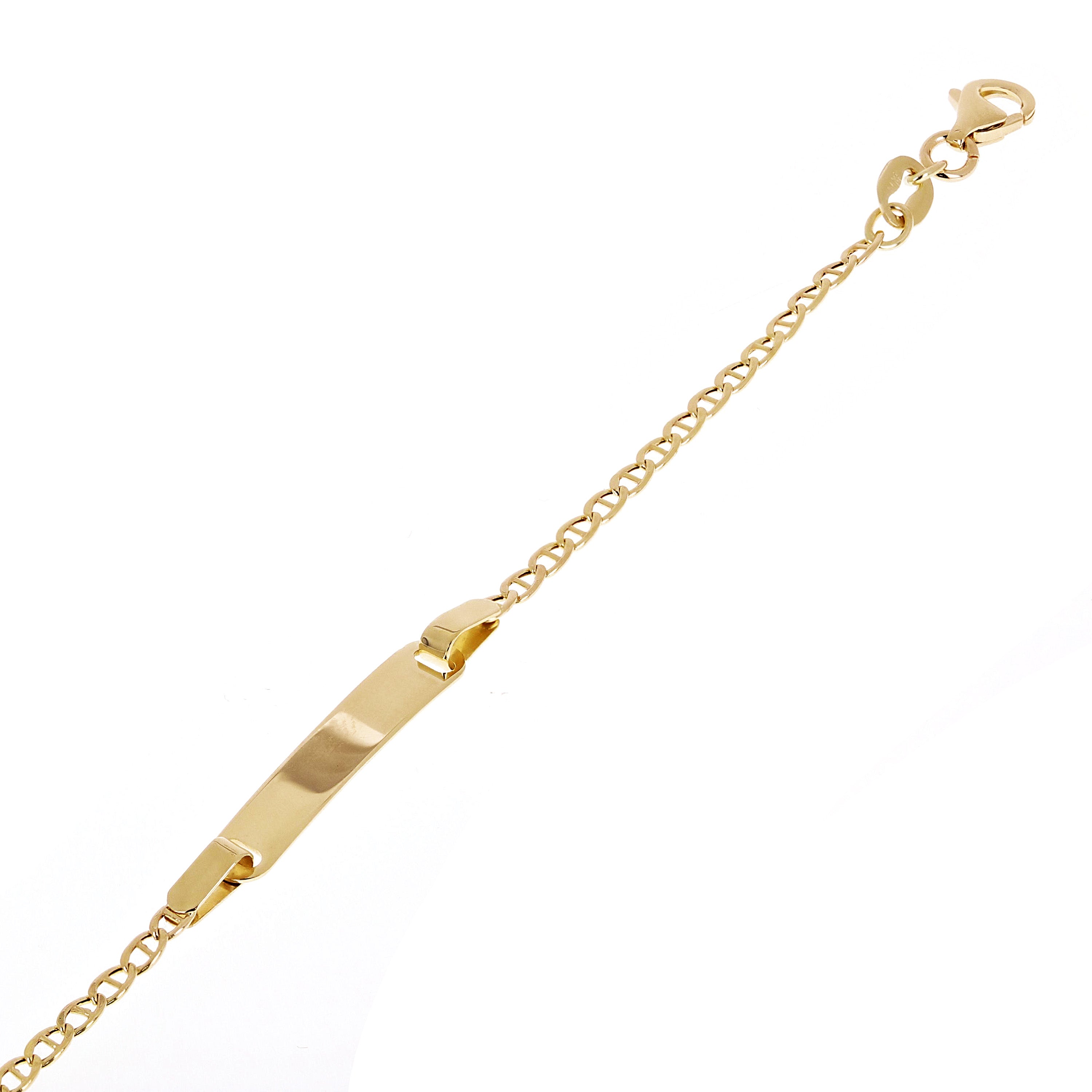 Italian 14k Yellow Gold Engravable Baby Kids Mariner ID Bracelet 5.5" 1.5 grams