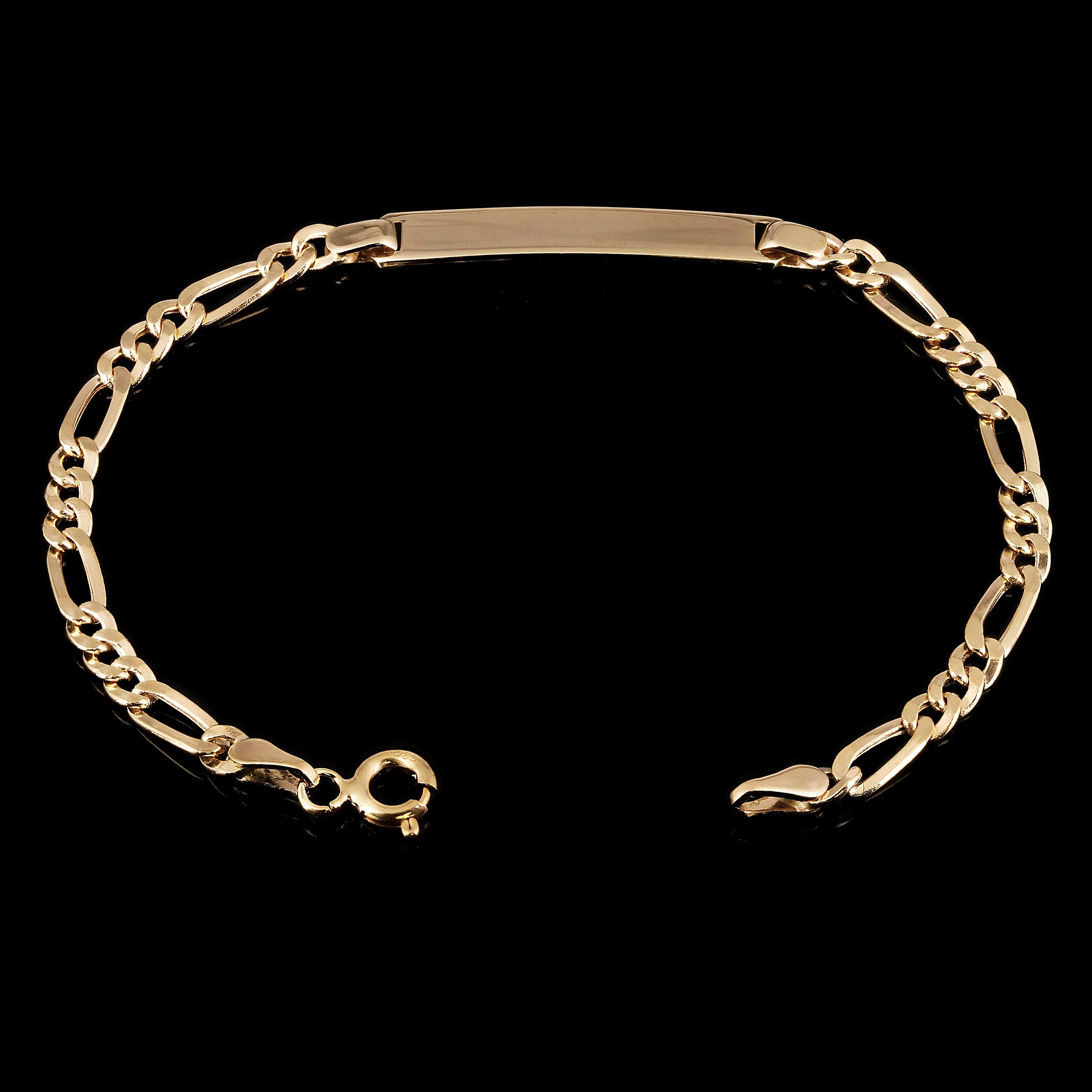 Italian 14k Yellow Gold Figaro ID Kids Bracelet Engravable 5.75" 4mm 2 grams