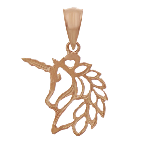 14k Rose Gold Solid Mystical Creature Unicorn Charm Pendant 0.6 gram - Rose