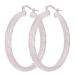 925 Sterling Silver Diamond Cut Round Hoop Loop Earrings 1.45" 4.25mm 7.7 grams