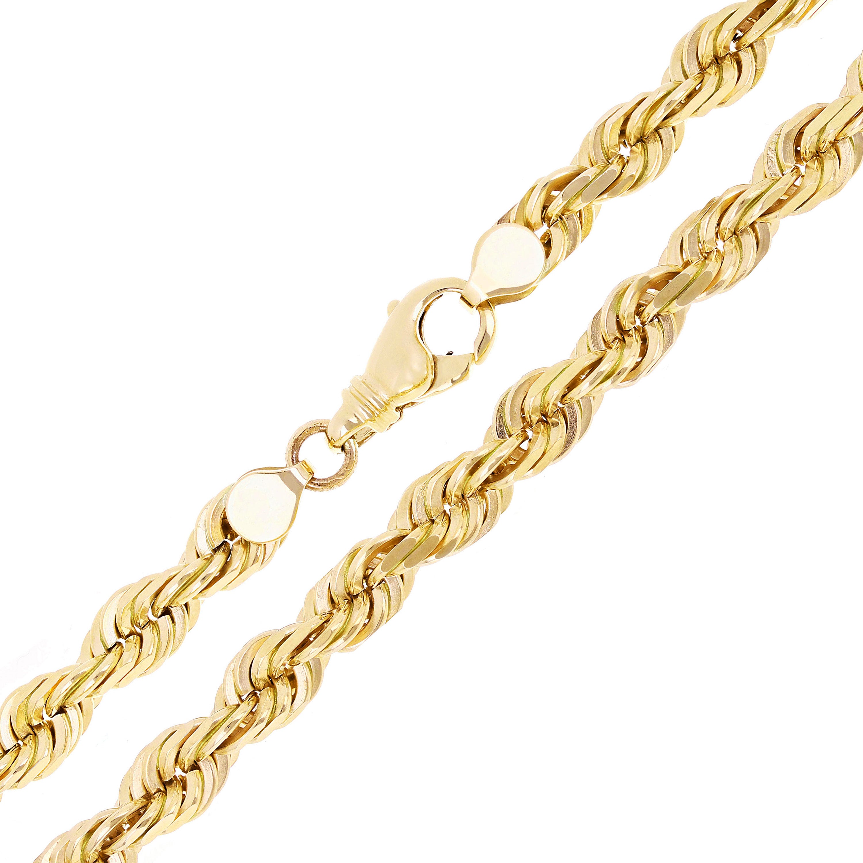 Men's 14k Yellow Gold Solid Diamond Cut Rope Chain Necklace 9mm 22" 149.6 grams - 22" 149.6 grams