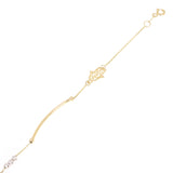 Italian 14k Yellow & White Gold Hamsa Charm Bar Link Bracelet 7.25" 1.5 grams