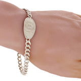 10k White Gold Solid Cuban Link Chain Medical Alert ID Bracelet 7" 9 grams - White,7" 9 grams