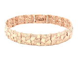 10k Rose Gold Solid Nugget Bracelet Adjustable 8.75"-9.25" 12.3mm 31.2 grams