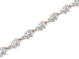 Italian 14k Two Tone Gold Hollow Charm Elephant Bracelet 6.8" 6.7mm 6.6 grams