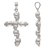 10k White Gold Solid High Polished Cross Skull Charm Pendant 1.65" 4.3 grams