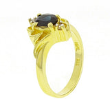 14k Yellow Gold Oval Sapphire & Diamond Accent Ring Size 6
