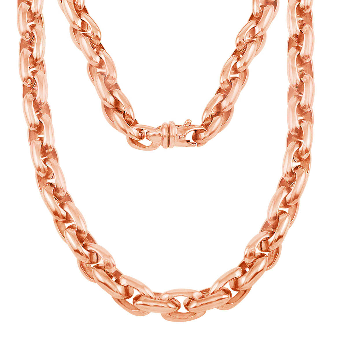 14k Rose Gold Handmade Fashion Link Necklace 28" 8.4mm - Rose,28"