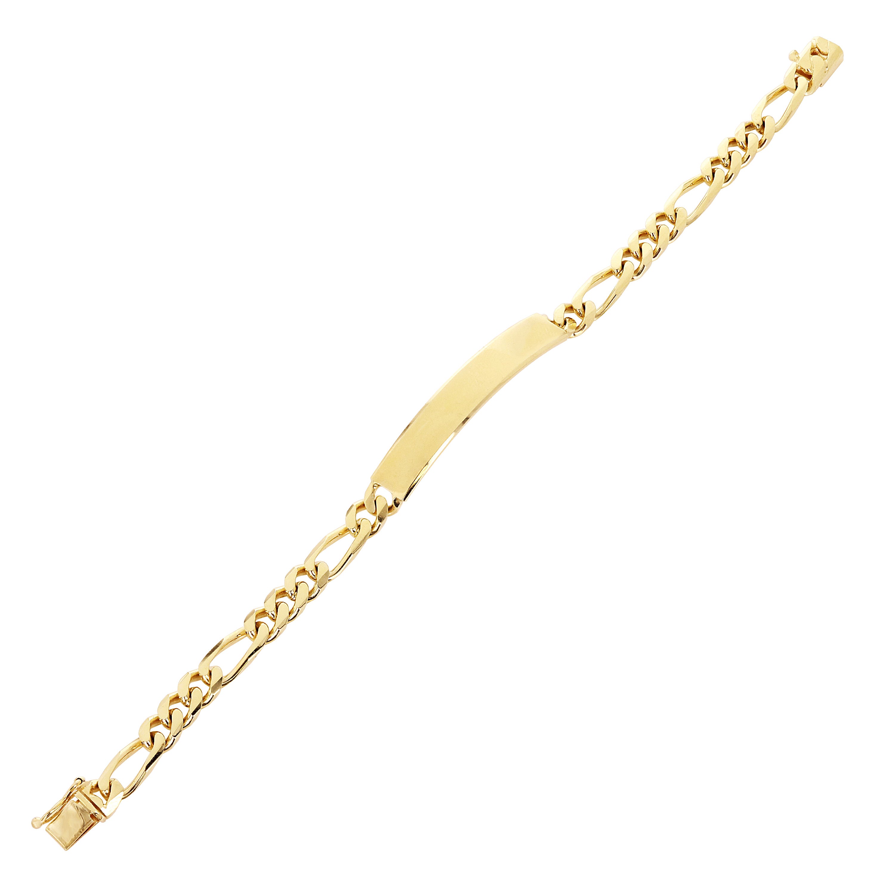 Men's 14k Yellow Gold Figaro ID Bracelet Engraveable 8" 7.9mm 21.9 grams