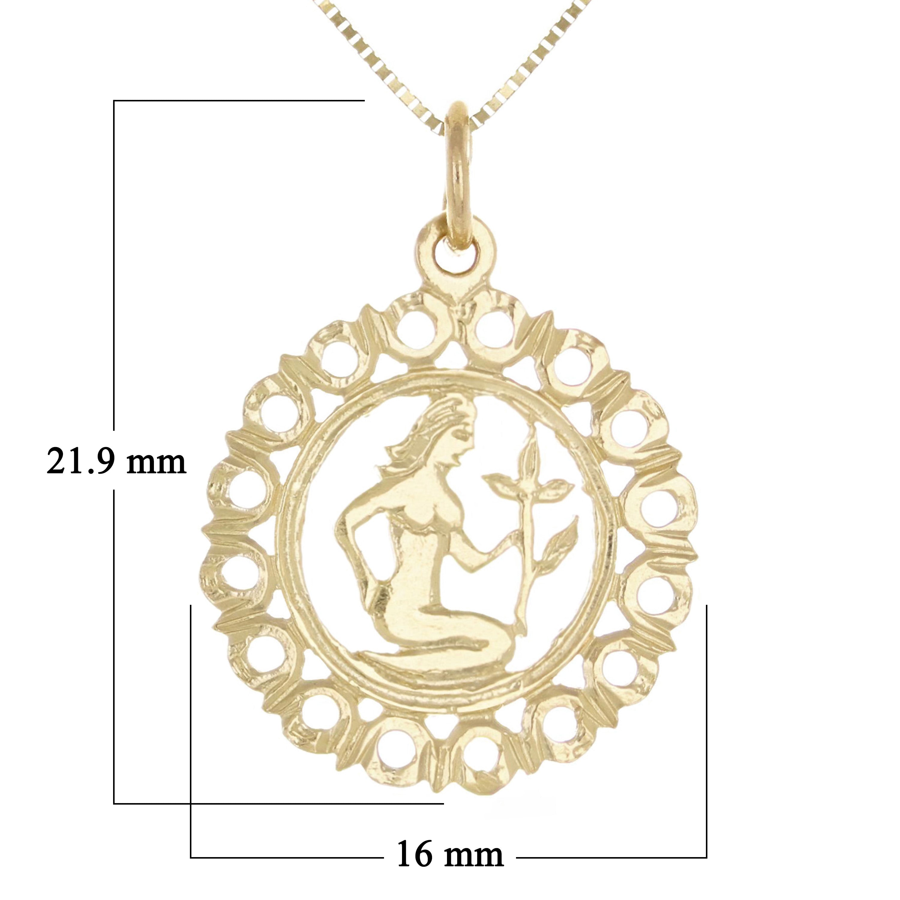 14k Yellow Gold Zodiac Sign Virgo Pendant Necklace 18" - Virgo,Yellow