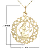14k Yellow Gold Zodiac Sign Virgo Pendant Necklace 18" - Virgo,Yellow