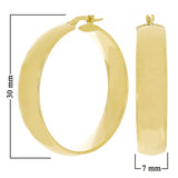 Italian 14k Yellow Gold Shiny Round Hollow Hoop Earrings 1.2" 7mm 3.8 grams