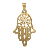14k Yellow Gold Hand Of Fatima Hamsa Charm Pendant 1.4" 3.2 grams - Yellow