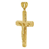 14k Yellow Gold Solid Crucifix Cross Charm Pendant 2.4" 8 grams