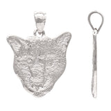 14k White Gold Solid Big Cat Panther Face Head Charm Pendant 4.4 grams - White