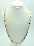 Men's 10k Tri Color Gold Handmade Fashion Link Necklace 26" 5mm 49 grams - Tri-Color,26"