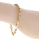 Italian 14k Yellow Gold Hollow Oval & Round Link Bracelet 8" 6mm 6.8 grams