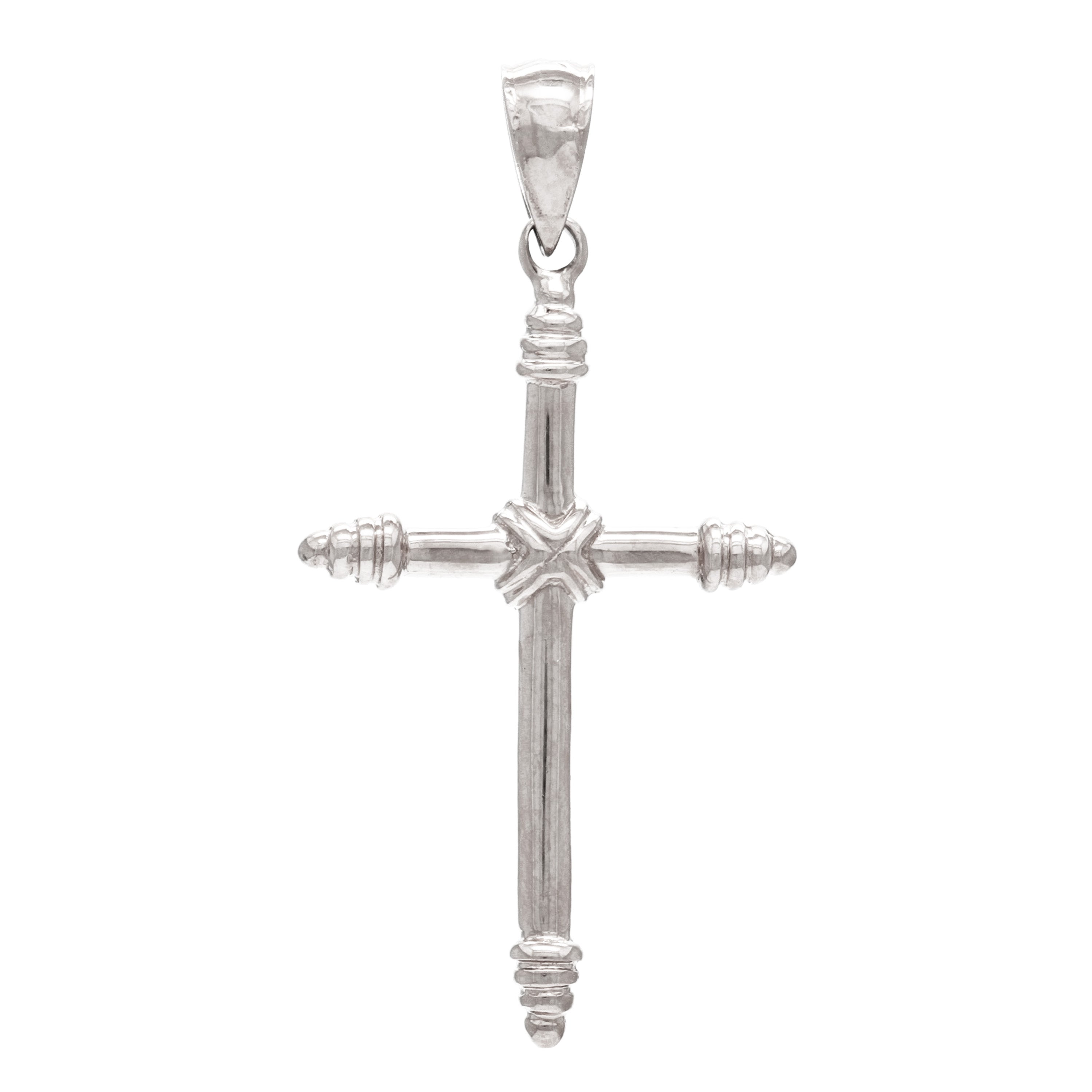 14k White Gold Cross Religious Charm Pendant 1.9 grams - White