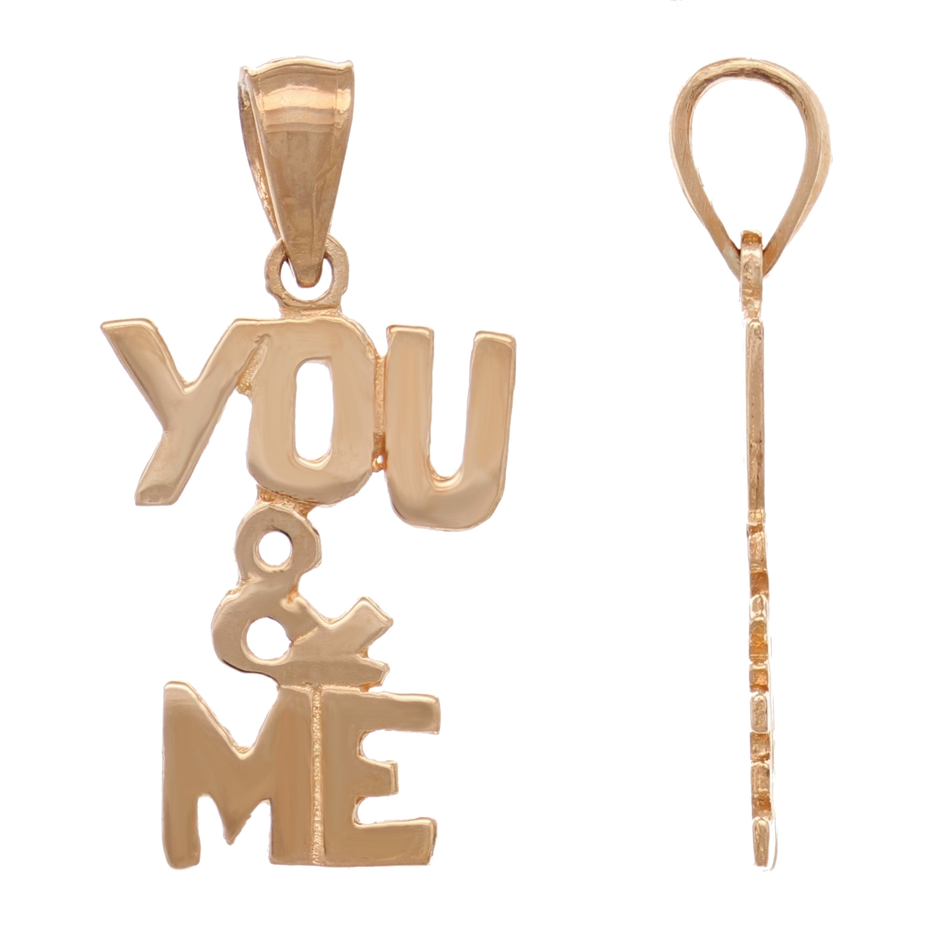 14k Rose Gold YOU & ME Charm Pendant You and Me Words Charm 1 gram - Rose