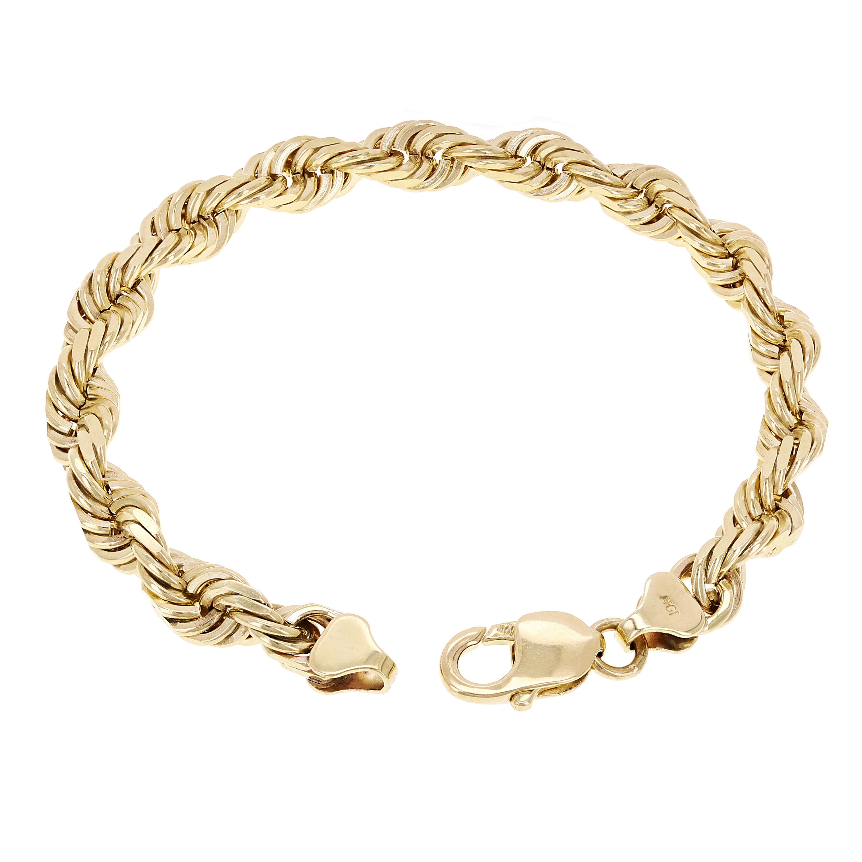 Men's Solid 10k Yellow Gold Diamond Cut Rope Chain Bracelet 9.5" 9mm 45.3 grams