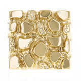 Men's 10k Yellow Gold Solid Square Nugget Ring Size 7.5 - 21mmx22mm 24.5 grams - Ring Size 7.5 24.5 grams