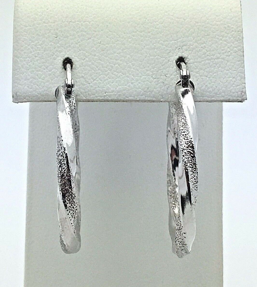 925 Sterling Silver Solid Round Twisted Loop Hoop Earrings 1.2" 3mm 5 grams