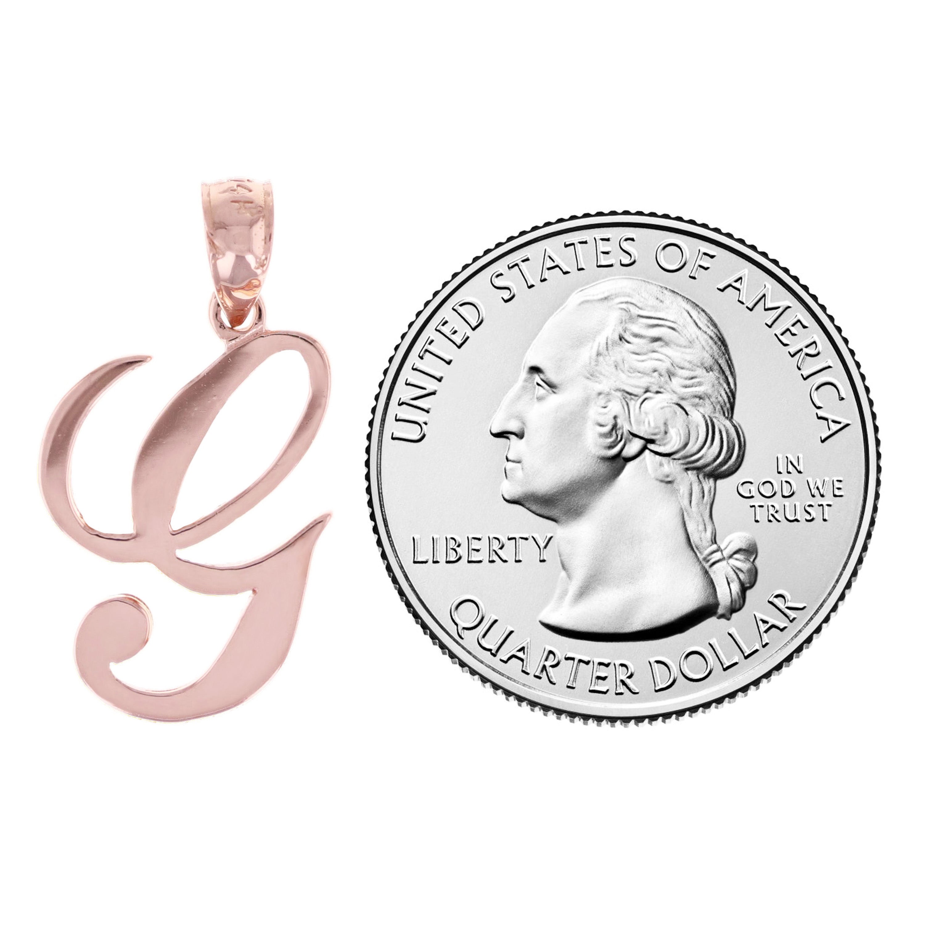 14k Yellow White or Rose Gold Initial Letter Alphabet A-Z Charm Pendant
