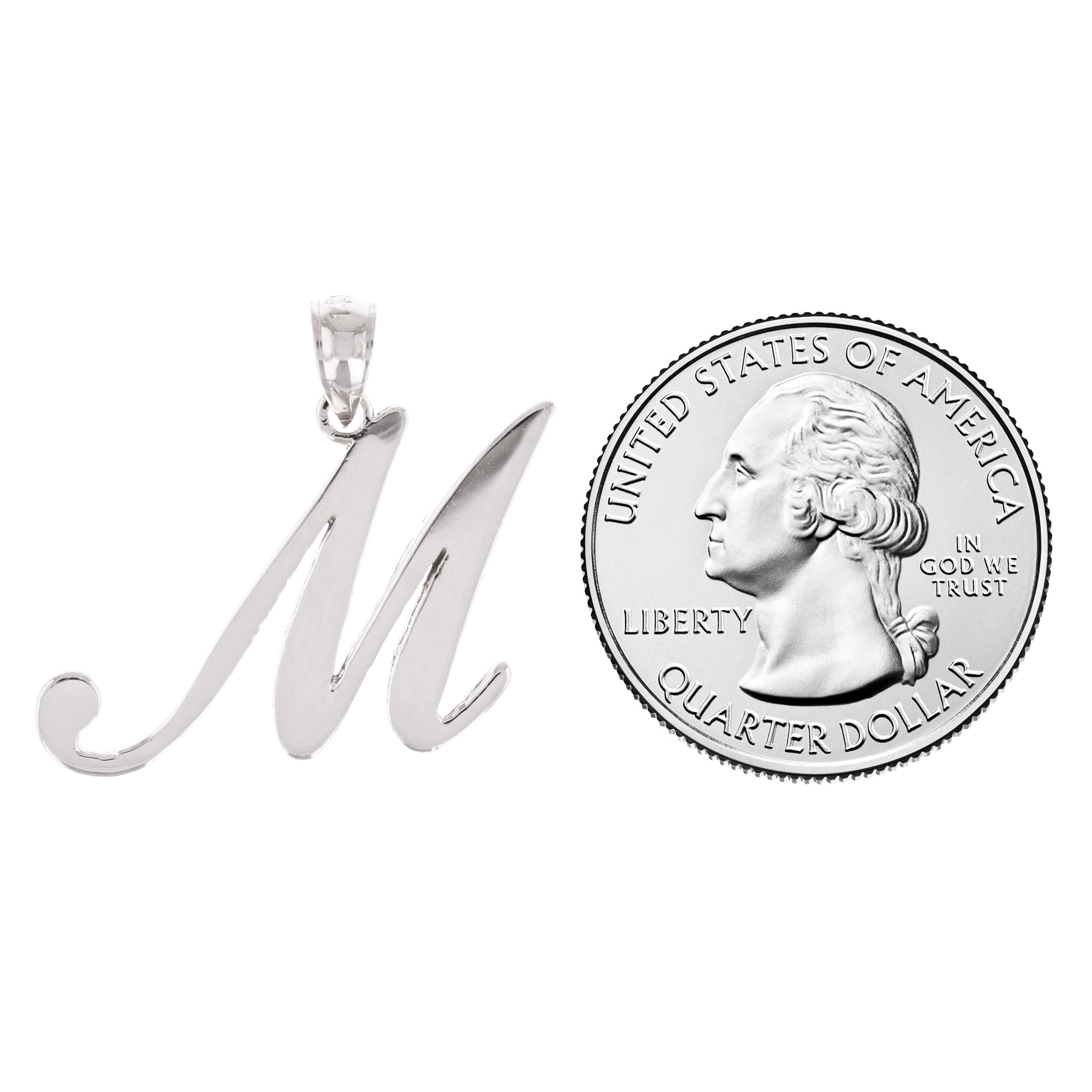 14k Yellow White or Rose Gold Initial Letter Alphabet A-Z Charm Pendant