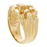 Men's 10k Yellow Gold Solid Heavy Nugget Ring Band 15.8mm Size 7 - 13.2 grams - Ring Size 7