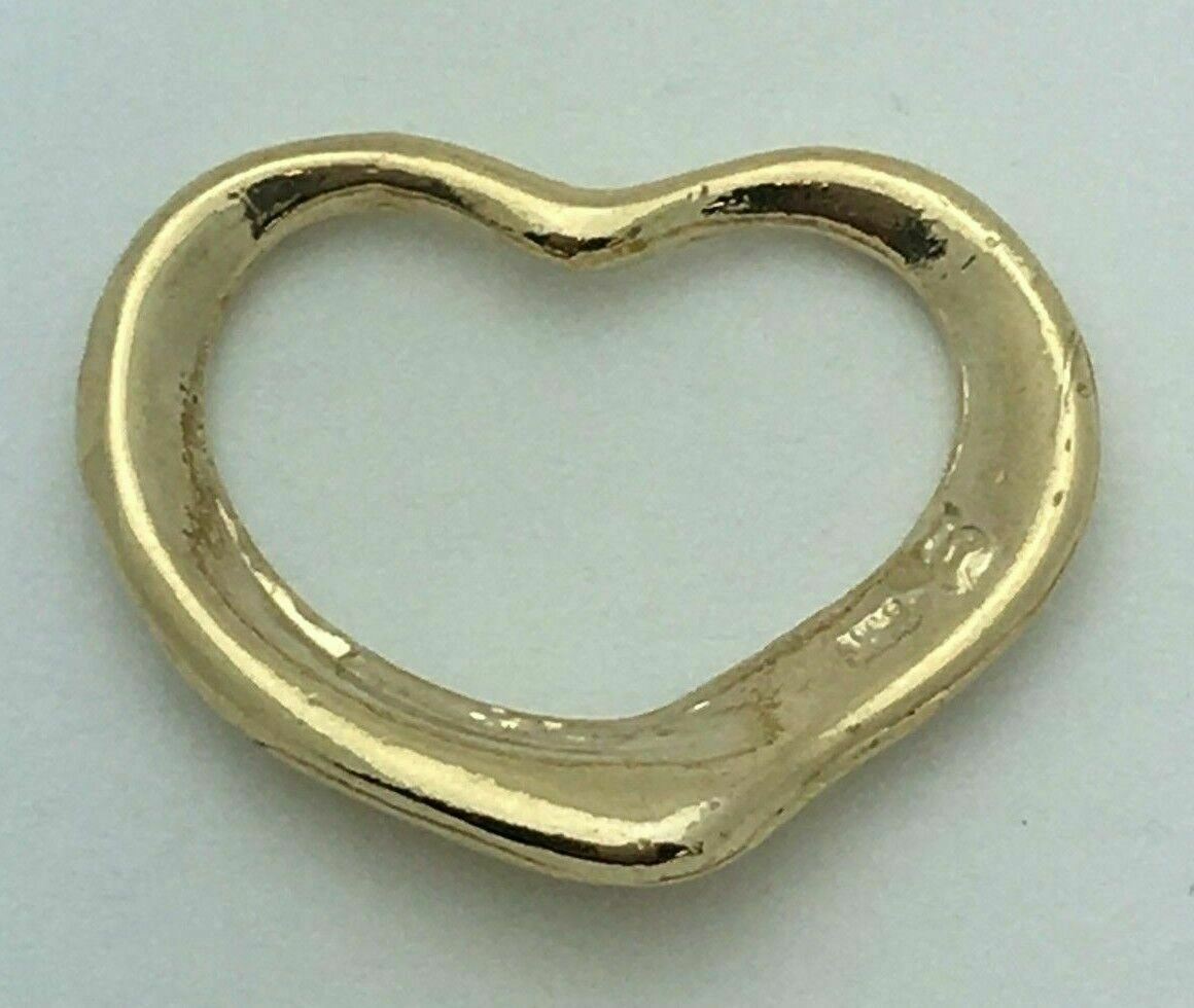 14k Yellow Gold Classic & Simple Design Open Heart Charm Pendant 2.2 grams