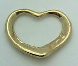 14k Yellow Gold Classic & Simple Design Open Heart Charm Pendant 2.2 grams