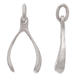 14k White Gold Luck Wish Bone Pendant - White