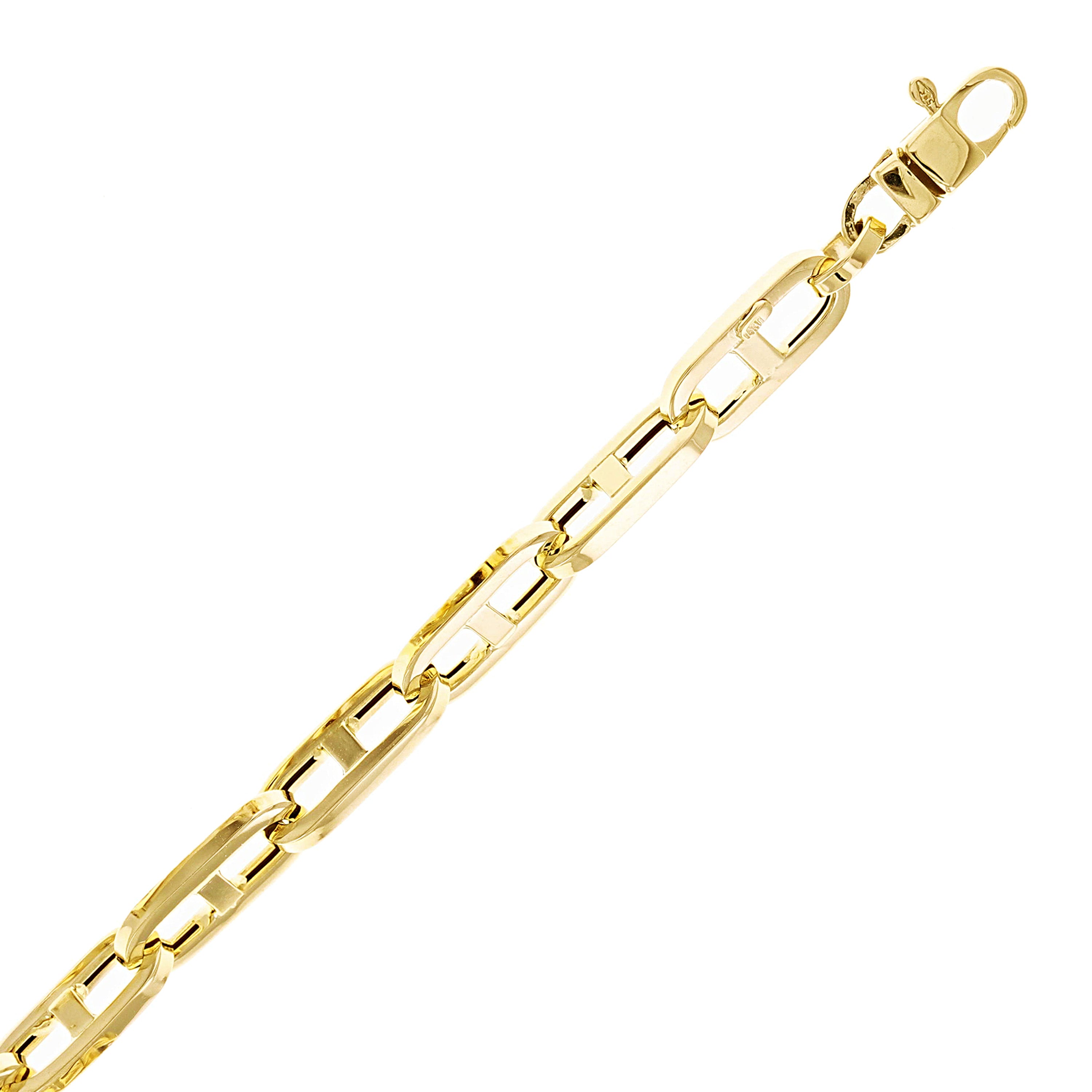 Italian 14k Yellow Gold Hollow Anchor Chain Bracelet 7.5" 6mm 6.4 grams