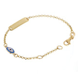 Italian 14k Yellow Gold Engravable Evil Eye Charm Baby Kids ID Bracelet 5.5" 2g